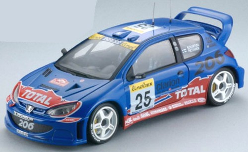 Peugeot 206 WRC Sun Star – Miniature Voiture Rallye, échelle 1/18 (neuf)